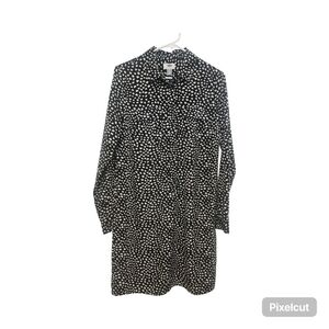 Old Navy Black and White Heart Polka Dot Long Sleeve Shirt Dress